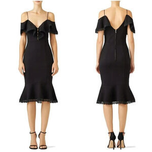 Nicholas Black Open Shoulder Bandage Midi Dress $695